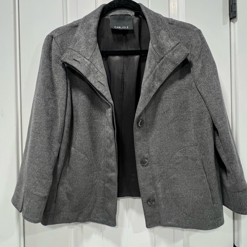 CARLISLE Viscose Grey Suede Blazer Size 10.